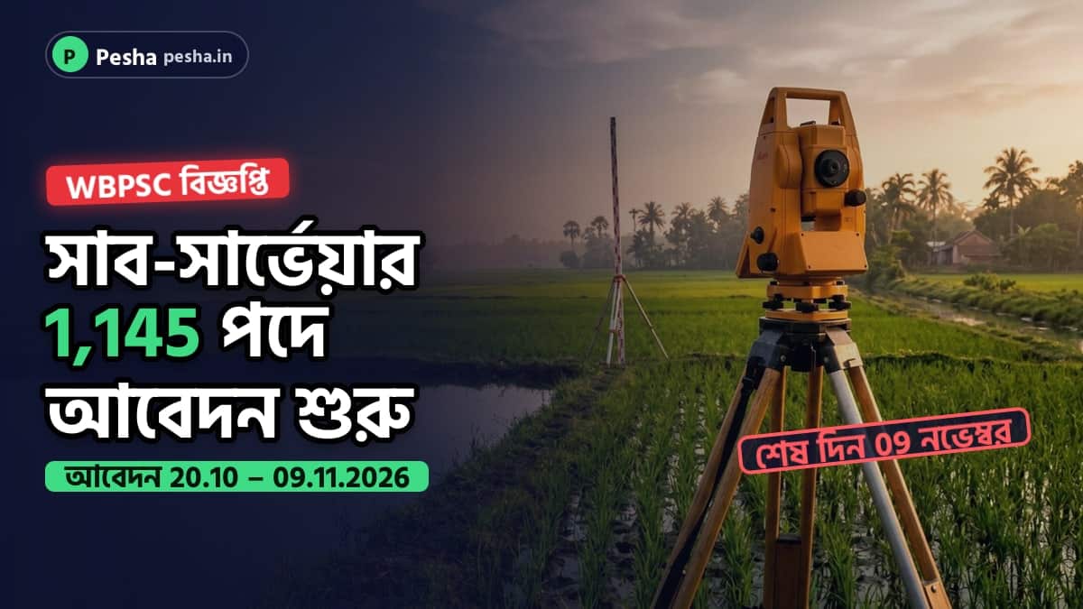 সাব-সার্ভেয়ার নিয়োগের বিজ্ঞপ্তির ছবি: মাঠে টোটাল স্টেশন যন্ত্র